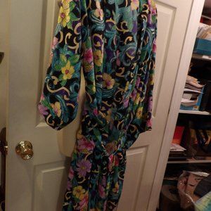Colorful Floral Polyester Robe - Mara - New!
